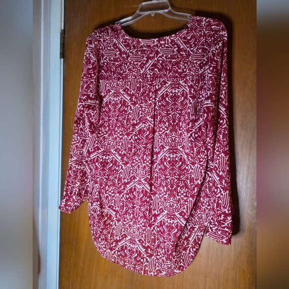 Lucky Brand Red White Printed Blouse Size XL - Picture 3 of 3